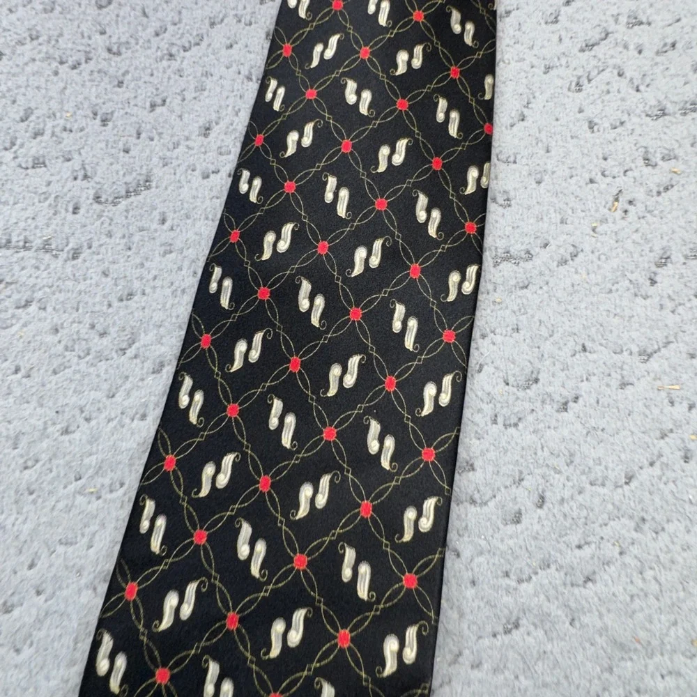 Brioni Tie Black Paisley Neat Geometric Trellis Silk Italy Luxury Designer